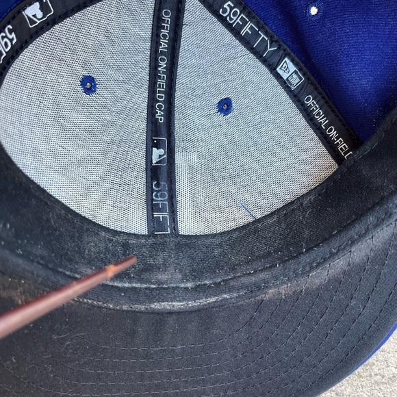 Los Angeles Dodgers Men's New Era 59Fifty Blue Fitted Cap 7 5/8 MLB Baseball LA - Picture 10 of 14